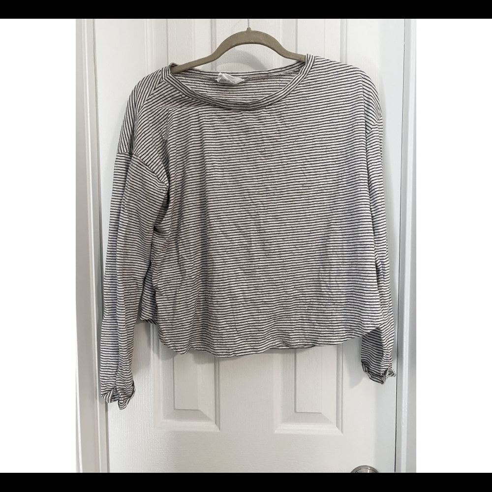 Striped long sleeve cropped top